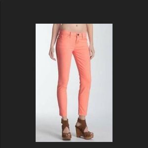 Current Elliot coral skinny jeans